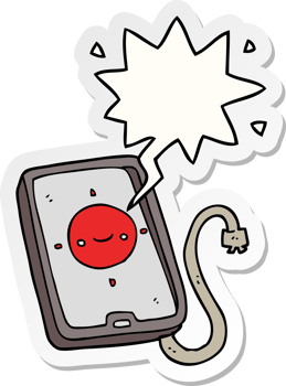cartoon mobile phone device and speech bubble sticker png