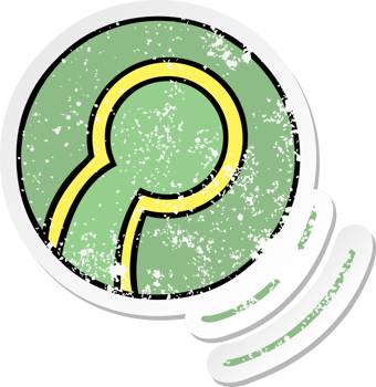 distressed sticker of a cute cartoon tennis ball png