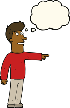 cartoon man pointing with thought bubble png