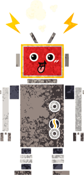 retro illustration style cartoon crazed robot png