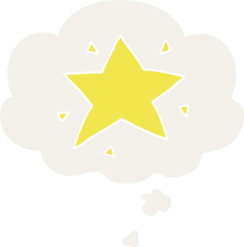 cartoon star and thought bubble in retro style png