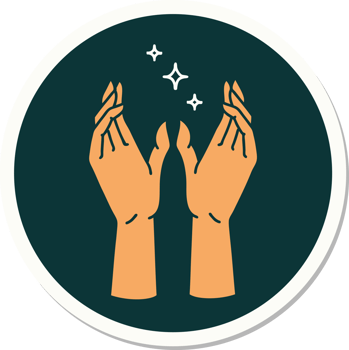 tattoo style sticker of reaching hands png