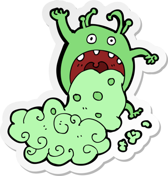 sticker of a cartoon gross monster being sick png