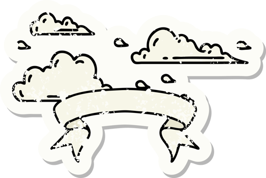 grunge sticker of tattoo style floating clouds png