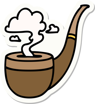 tattoo style sticker of a smokers pipe png