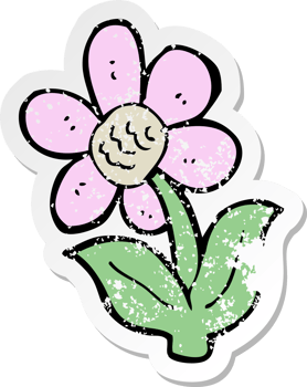 retro distressed sticker of a cartoon flower png