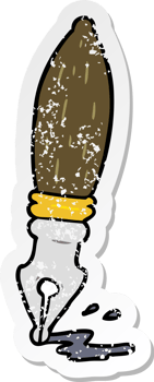 distressed sticker of a cartoon pen png