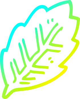 cold gradient line drawing cartoon tree leaf png