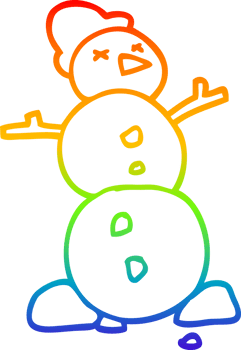rainbow gradient line drawing cartoon traditional snowman png