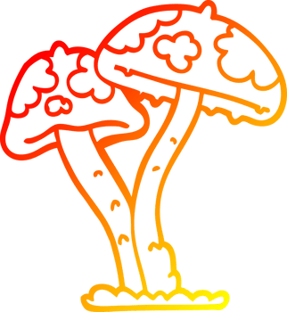 warm gradient line drawing cartoon mushroom png