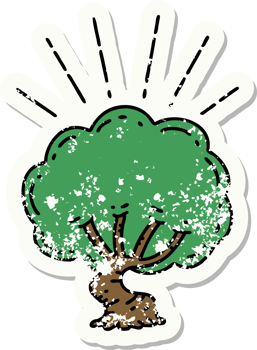 grunge sticker of tattoo style tree png