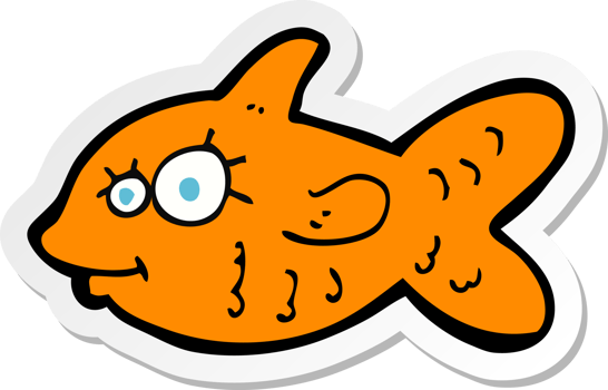 sticker of a cartoon happy goldfish png