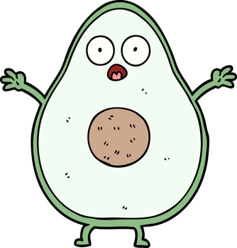 cartoon avocado drawing png