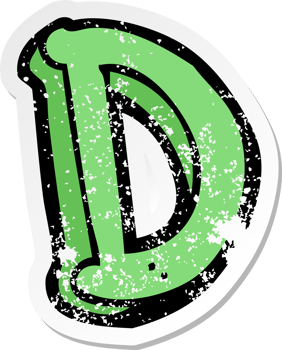retro distressed sticker of a cartoon letter D png