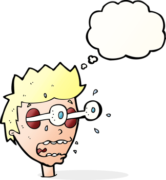 cartoon surprised man with eyes popping out with thought bubble png