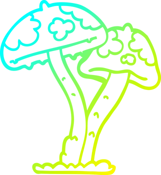 cold gradient line drawing cartoon mushroom png