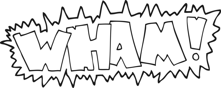black and white cartoon wham symbol png