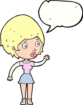 cartoon woman waving with speech bubble png