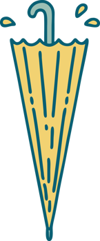 tattoo style icon of a closed umbrella png