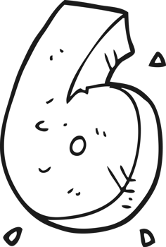 black and white cartoon stone number six png