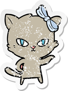distressed sticker of a cute cartoon cat png