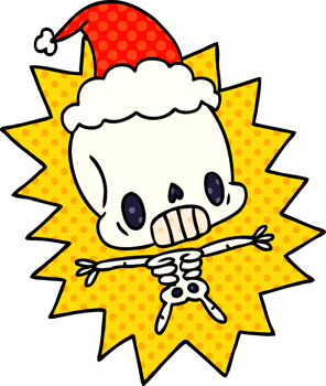christmas cartoon of kawaii skeleton png
