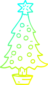 cold gradient line drawing cartoon christmas tree png