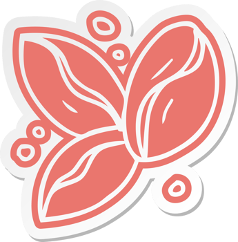 cartoon sticker of three coffee beans png