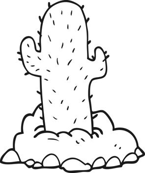 black and white cartoon cactus png