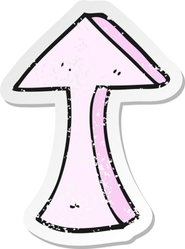 retro distressed sticker of a cartoon thin arrow pointing png