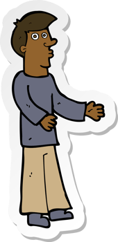 sticker of a cartoon curious man png