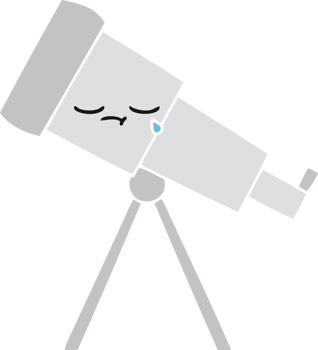 flat color retro cartoon telescope png