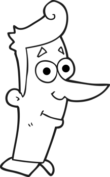 black and white cartoon smiling man png