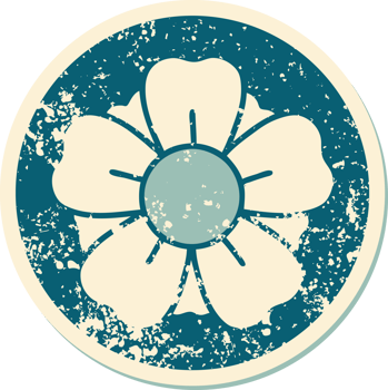 distressed sticker tattoo style icon of a flower png