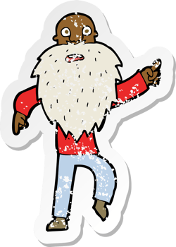 retro distressed sticker of a cartoon stressed old man png