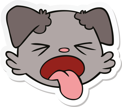 sticker of a cartoon dog face png