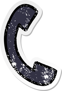 distressed sticker of a cute cartoon telephone handset png