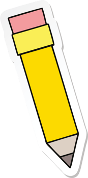 sticker of a quirky hand drawn cartoon pencil png