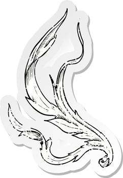 retro distressed sticker of a traditional hand drawn floral swirl png