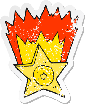 retro distressed sticker of a cartoon sheriff badge png