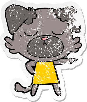 distressed sticker of a cute cartoon dog png