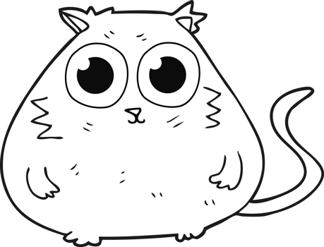black and white cartoon cat with big pretty eyes png