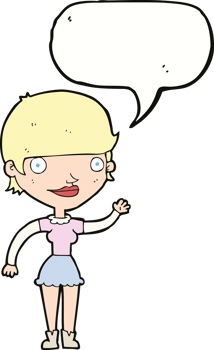 cartoon woman with idea with speech bubble png