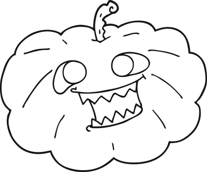 black and white cartoon halloween pumpkin png
