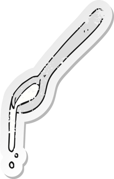 retro distressed sticker of a cartoon spoon png