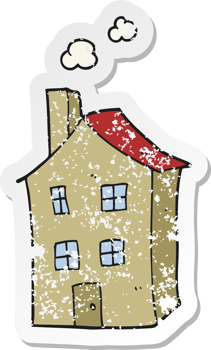retro distressed sticker of a cartoon house png