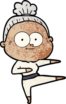 cartoon happy old woman drawing png