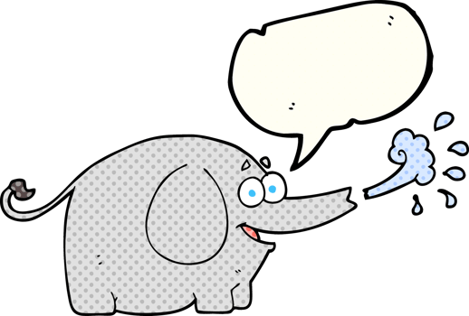 comic book speech bubble cartoon elephant squirting water png