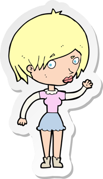 sticker of a cartoon waving woman png