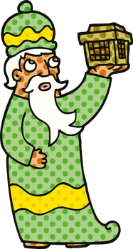 one of the three wise men comic book style cartoon png